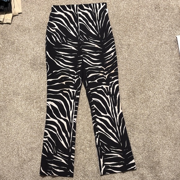 Zara Pants - Zara Black and White Zebra Print Flare Pants
